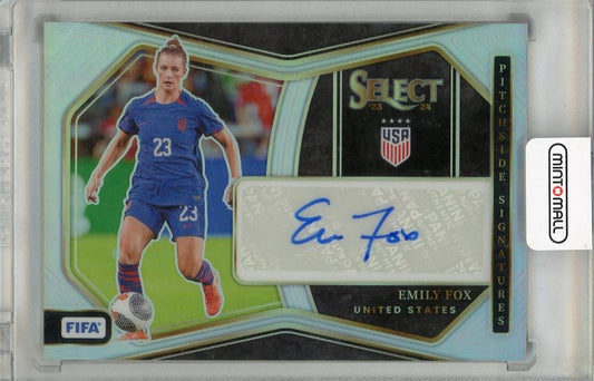 2023-2024 PANINI SELECT FIFA trading card featuring Emily Fox with autograph, unopened and in excellent condition