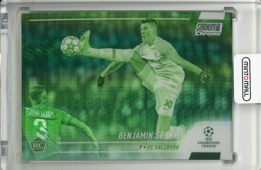 2021-22 TOPPS Stadium Club Chrome UEFA Champions League Benjamin Sesko card numbered 174 of 175 with Night Vision Prism effect