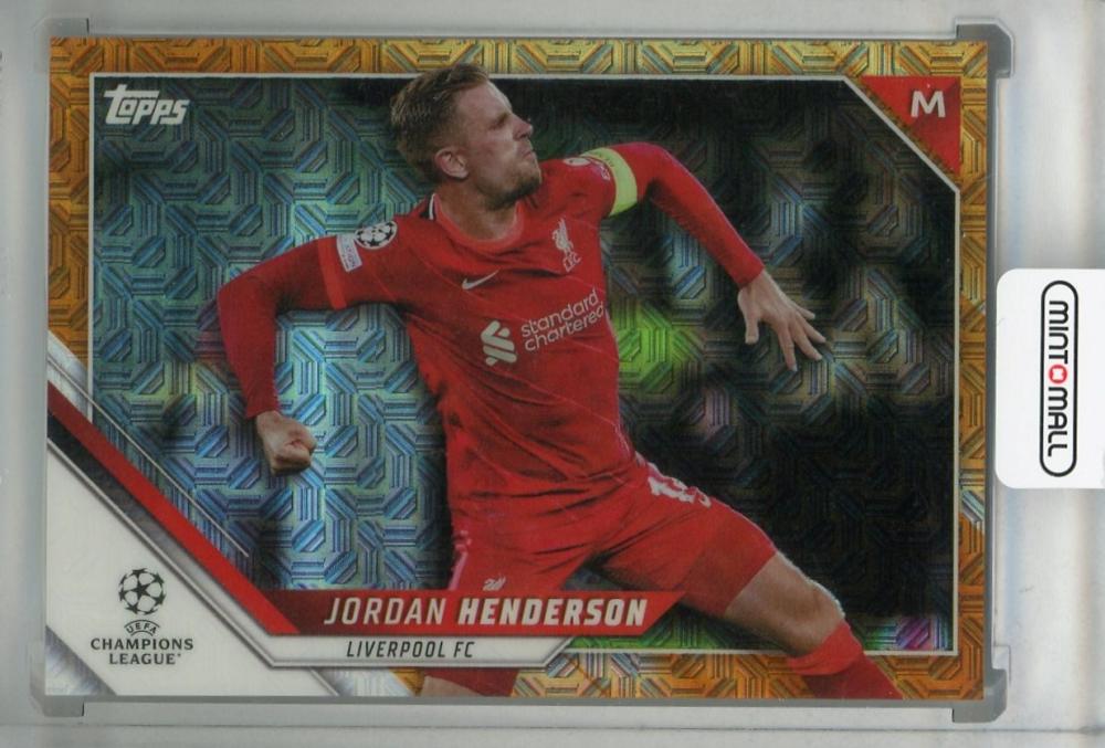 2021-22 Topps UEFA Champions League Japan Edition Liverpool FC Jordan Henderson Base Orange card numbered 01 of 25