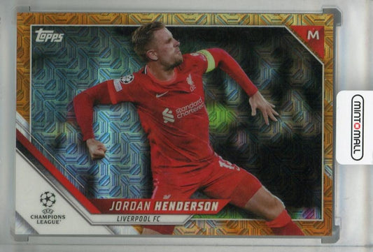 2021-22 Topps UEFA Champions League Japan Edition Liverpool FC Jordan Henderson Base Orange card numbered 01 of 25
