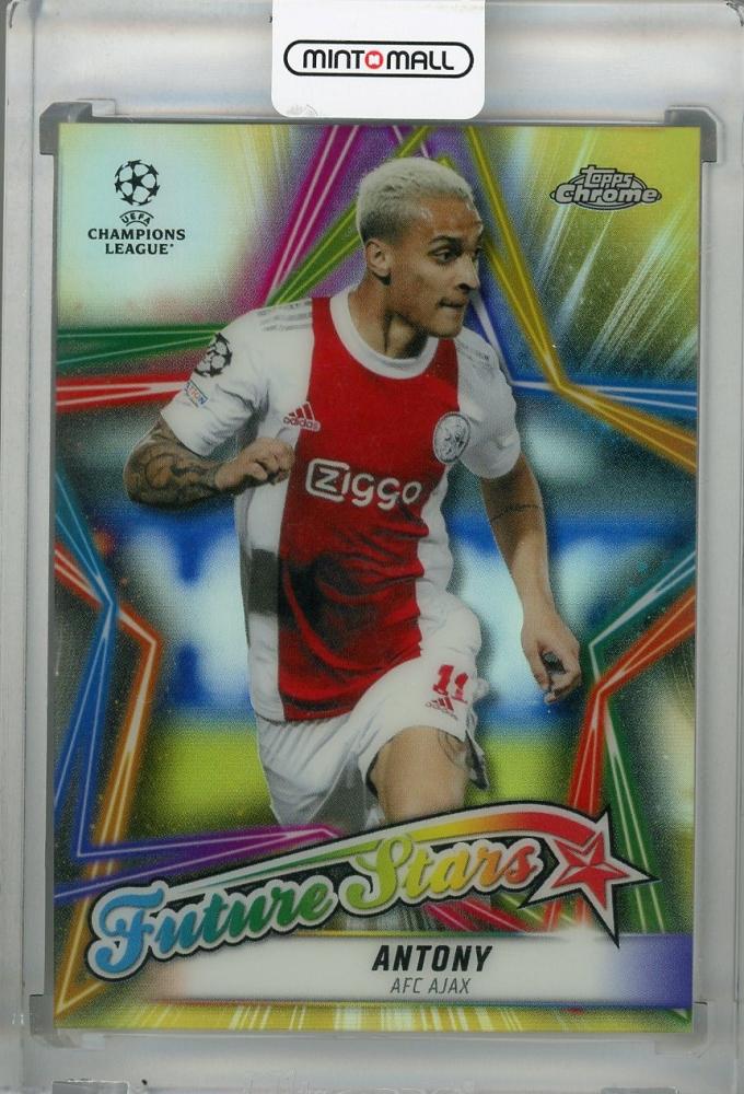 2021-22 Topps Chrome UEFA Champions League parallel card of Ajax player Antony Future Stars Gold 44 out of 50