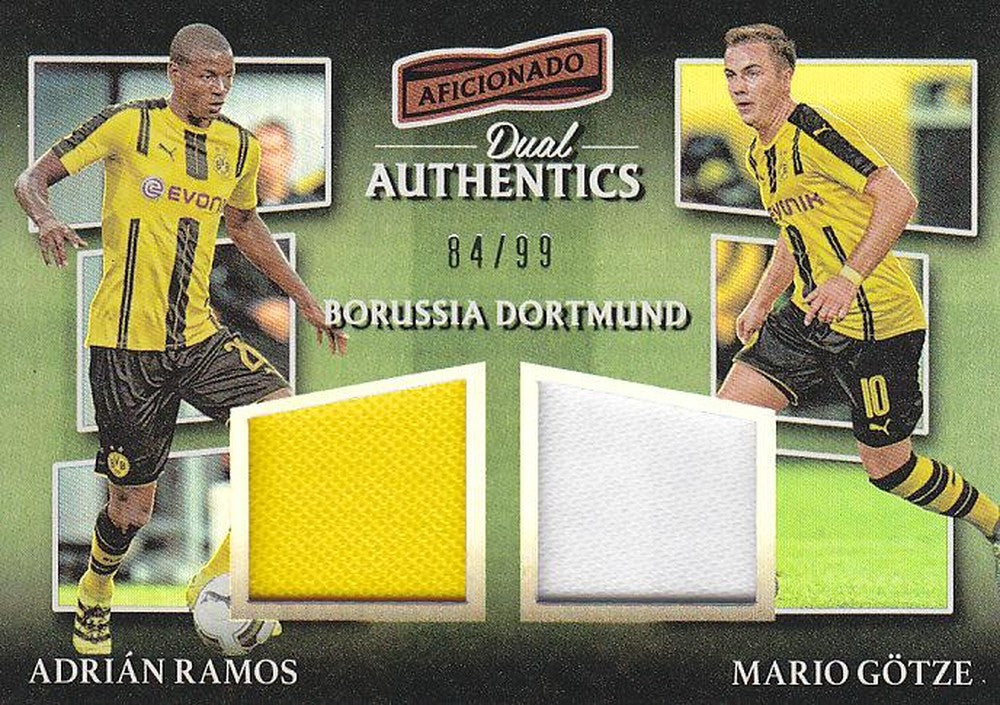 2016-17 Panini Aficionado Soccer card Adrian Ramos and Mario Gotze Borussia Dortmund numbered 84 of 99