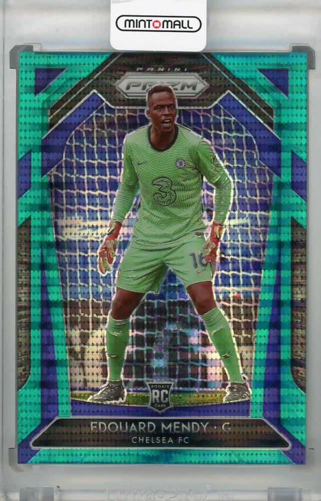 2020-21 Panini Prizm Premier League Breakaway Chelsea FC Edouard Mendy Base Teal parallel card 03 out of 49