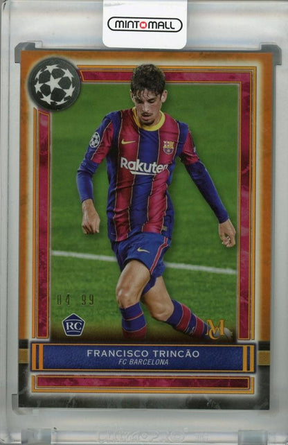 2020-21 Topps Museum Collection UEFA Champions League Francisco Trincao FC Barcelona Copper trading card numbered 04 of 99 with back stain