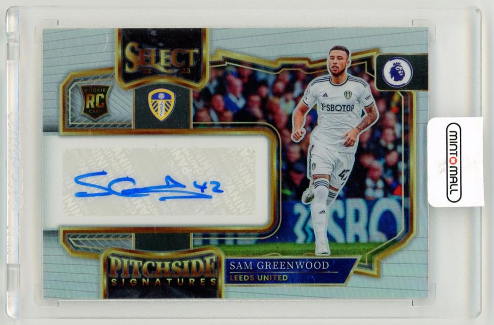 2022-23 PANINI Select Premier League Pitchside Signatures Sam Greenwood signed card Leeds United PS-SGD