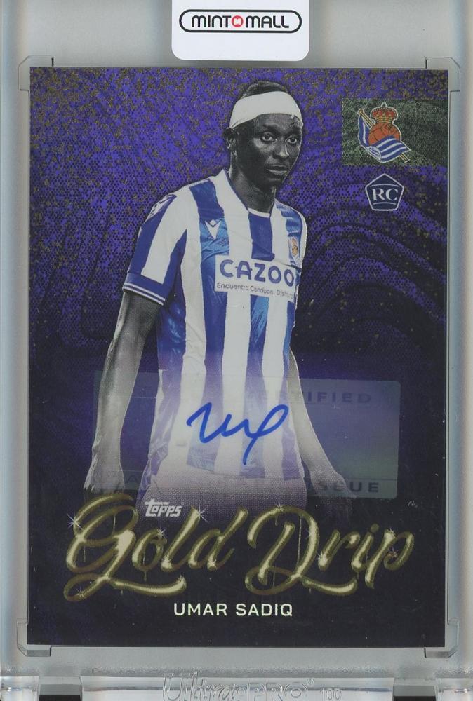 2022-23 TOPPS Real Sociedad Umar Sadiq Gold Drip RC Autograph card serial 4 of 15