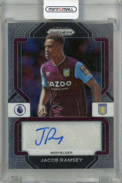 2022-23 Panini Prizm Premier League Jacob Ramsey #27 autographed Aston Villa trading card with back stain