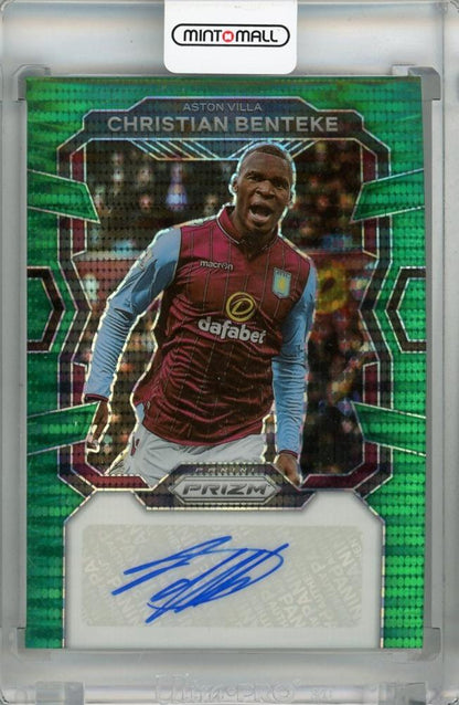 2023-24 Panini Prizm Premier League Christian Benteke Signatures Green Pulsar Prizms #3 Auto card from Aston Villa