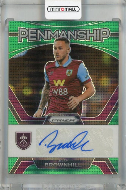 2023-24 Panini Prizm Premier League Josh Brownhill Penmanship Green Pulsar Prizms #6 Auto Burnley trading card