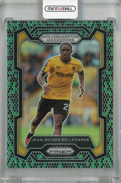 2023-24 Panini Prizm Premier League Jean-Ricner Bellegarde Snakeskin Prizms #208 card Wolverhampton Wanderers with minor dent on back