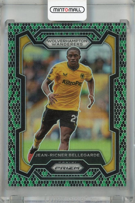 2023-24 Panini Prizm Premier League Jean-Ricner Bellegarde Snakeskin Prizms #208 card Wolverhampton Wanderers with minor dent on back
