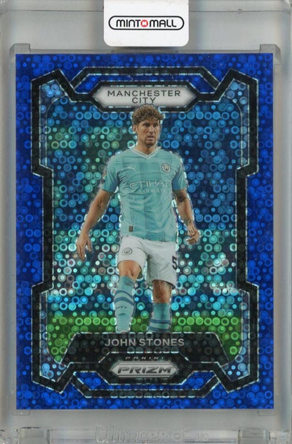 2023-24 Panini Prizm Premier League John Stones Breakaway Prizms Blue #8 collectible card Manchester City
