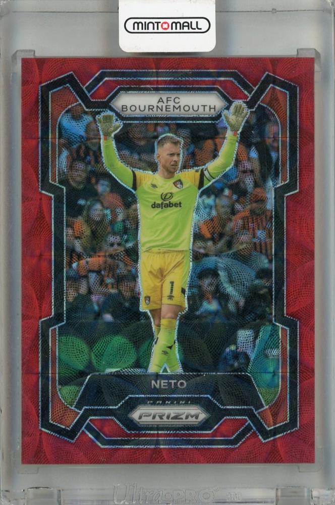 2023-24 Panini Prizm Premier League Neto Choice Red Prizms card #228 with minor stain on back