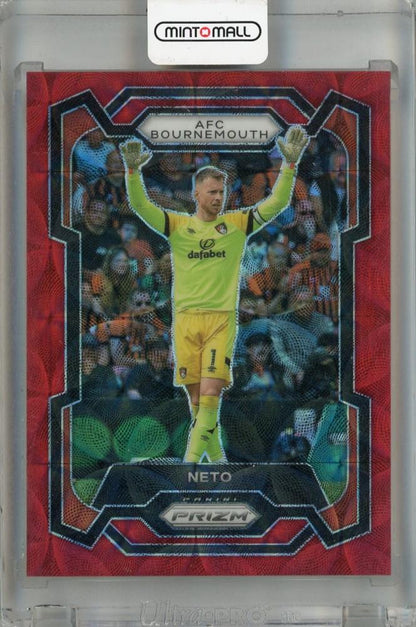 2023-24 Panini Prizm Premier League Neto Choice Red Prizms card #228 with minor stain on back