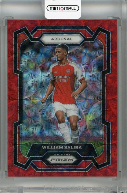 2023-24 Panini Prizm Premier League William Saliba Choice Red Prizms #21 trading card with minor stain on back
