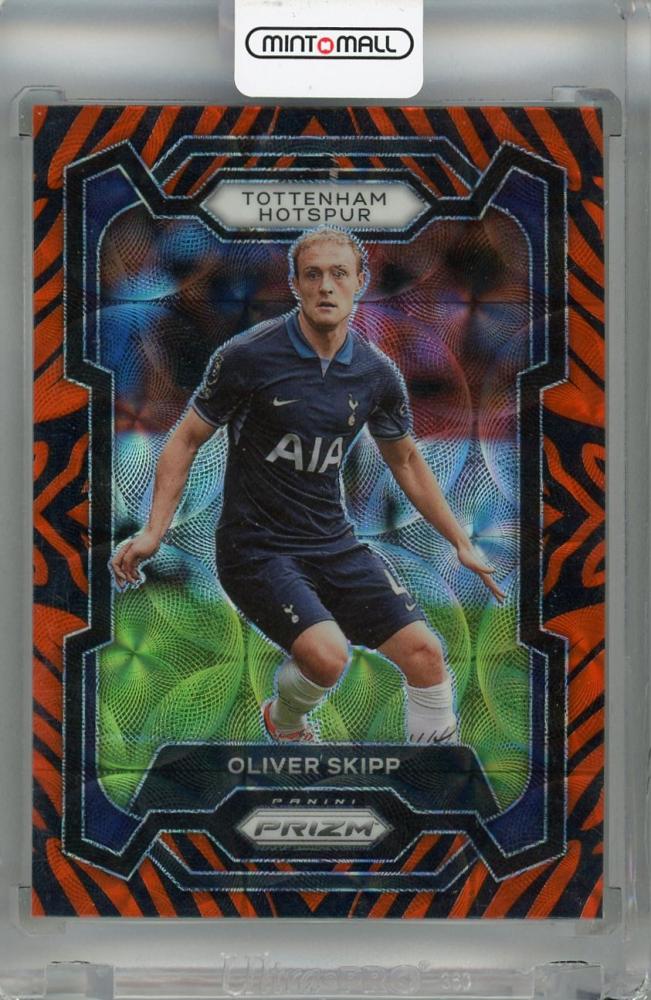 2023-24 Panini Prizm Premier League Oliver Skipp Tiger Stripe Choice Prizms card #121 with minor back stain Tottenham Hotspur