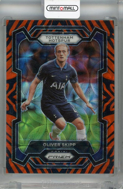 2023-24 Panini Prizm Premier League Oliver Skipp Tiger Stripe Choice Prizms card #121 with minor back stain Tottenham Hotspur