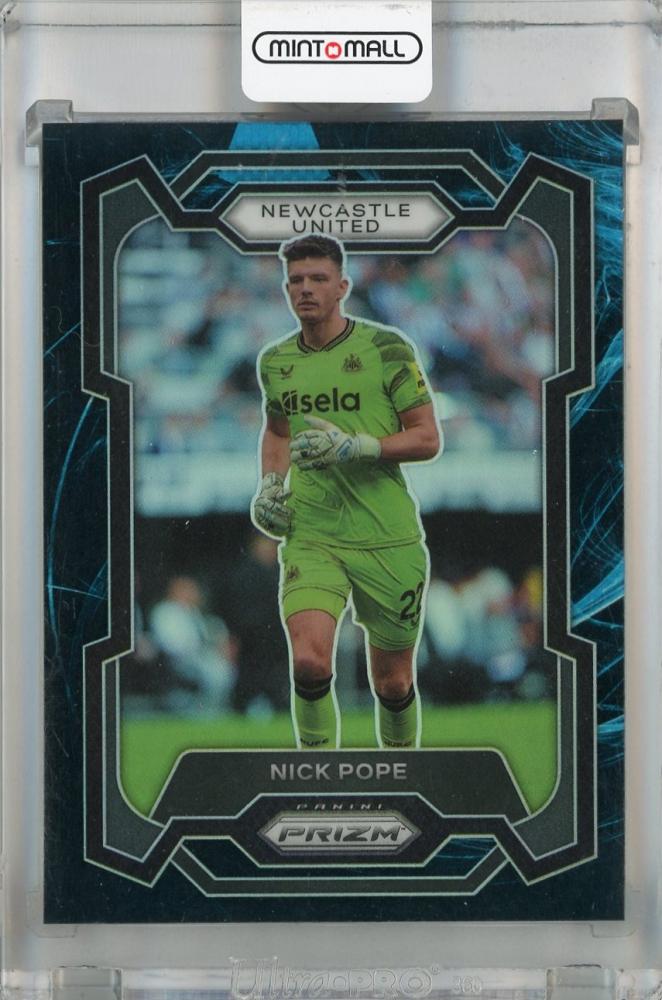 2023-24 Panini Prizm Premier League Nick Pope Genesis Prizms #55 trading card with minor stain on back