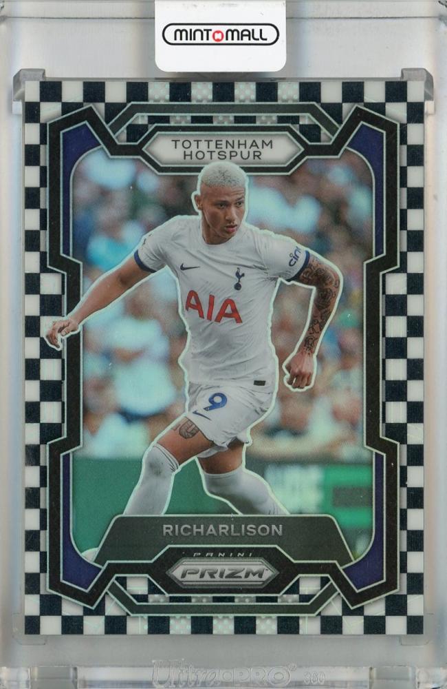 2023-24 Panini Prizm Premier League Richarlison Black and White Checker Prizms card #129 from Tottenham Hotspur