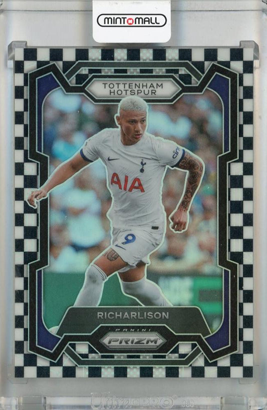 2023-24 Panini Prizm Premier League Richarlison Black and White Checker Prizms card #129 from Tottenham Hotspur