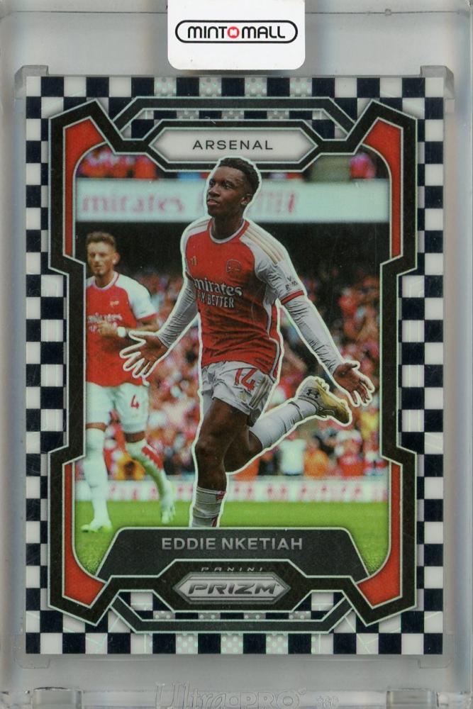 2023-24 Panini Prizm Premier League Eddie Nketiah Black and White Checker Prizms trading card #28 Arsenal