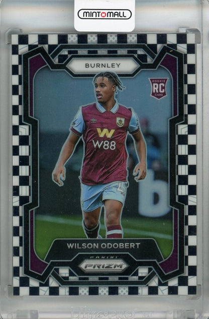 2023-24 Panini Prizm Premier League Wilson Odobert Black and White Checker Prizms #272 RC card for Burnley