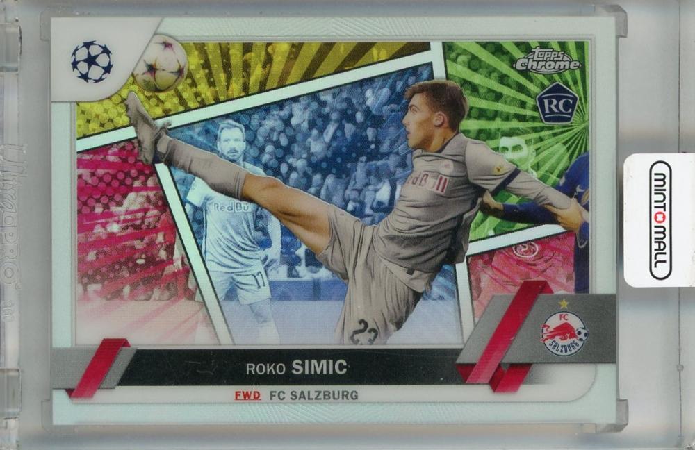 2022-23 Topps Chrome UEFA Club Competitions Roko Simic Base Hero Variation #121 Rookie Card from FC Salzburg with minor back stain