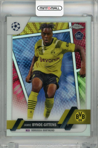 2022-23 Topps Chrome UEFA Club Competitions Jamie Bynoe-Gittens Base Hero Variation #43 RC trading card