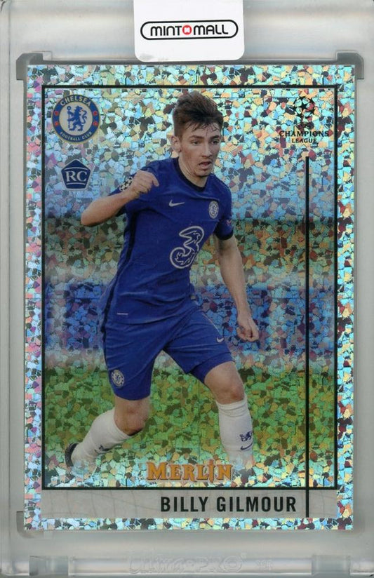 2020-21 Topps Merlin Chrome UEFA Chelsea FC Billy Gilmour Speckle Parallel trading card 120 of 150