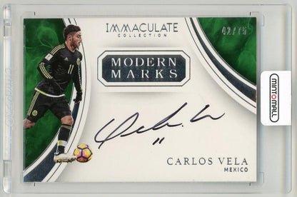 2017 Panini Immaculate Collection Carlos Vela Modern Marks Autograph card numbered 42 out of 75 from Mexico