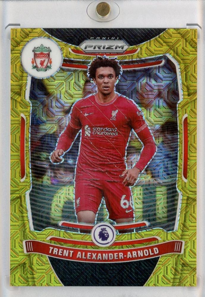 2021-22 Panini PRIZM Premier League Trent Alexander Arnold Gold Mojo serial number 02 of 10 trading card