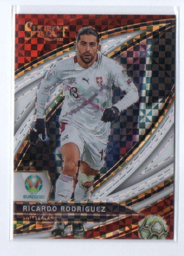 2020 Panini Select UEFA Euro Soccer trading card Ricardo Rodriguez Field Level White Prizm number 33 of 60 with minor stain on back