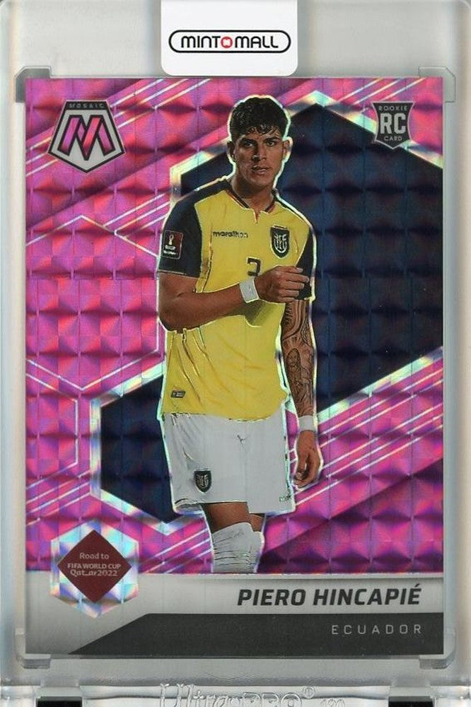 2021-22 Panini Mosaic Road to FIFA World Cup Piero Hincapie Pink Rookie Card serial #7724 of 25