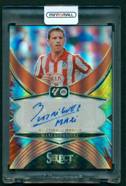 2024-25 Select La Liga Select Signatures Tie-Dye #27 Maxi Rodriguez Autograph card, serial 18 of 25, Atletico Madrid
