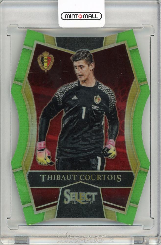 2016-17 Panini Select Soccer Thibaut Courtois Neon Green Prizms Die Cut card serial numbered 26 of 60