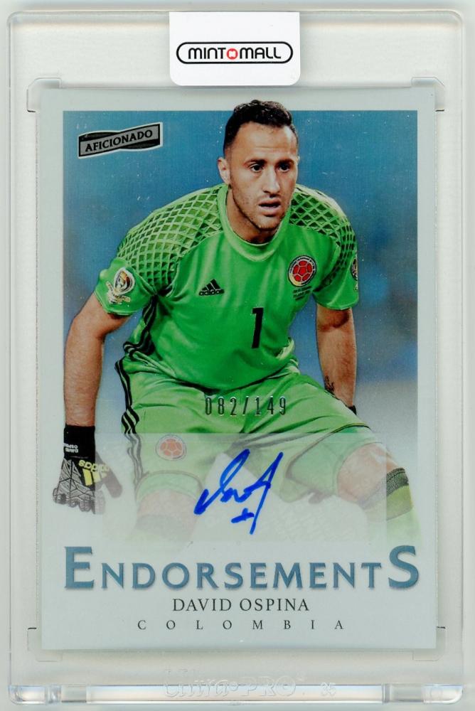 2016-17 PANINI Aficionado David Ospina Endorsements Autograph trading card serial 82 of 149 from Colombia