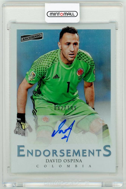 2016-17 PANINI Aficionado David Ospina Endorsements Autograph trading card serial 82 of 149 from Colombia