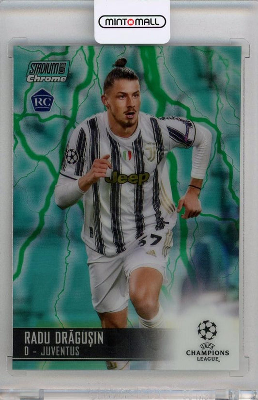 2020-21 Topps Stadium Club Chrome UEFA Champions League Radu Dragusin Aqua Green Electric Refractors rookie card #13