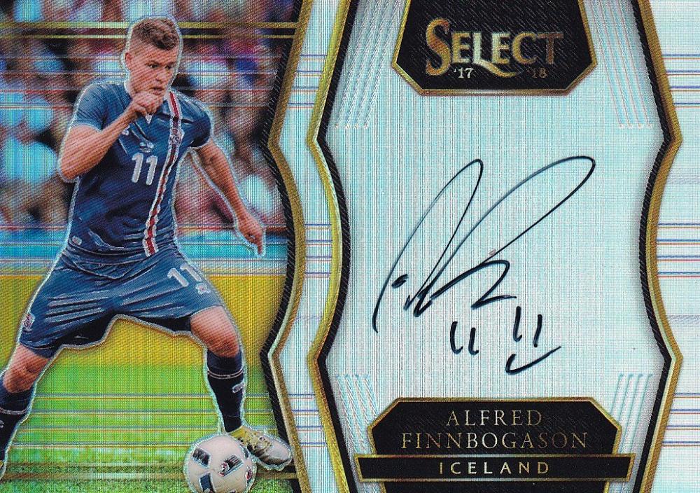 2017-18 Panini Select Soccer card featuring Iceland player Alfred Finnbogason from Select Signatures set