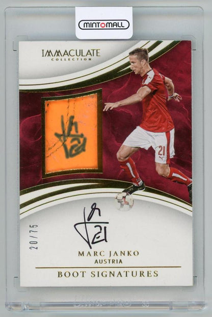 2017 Panini Immaculate Collection Marc Janko Boot Signatures card serial number 20 of 75 from Austria