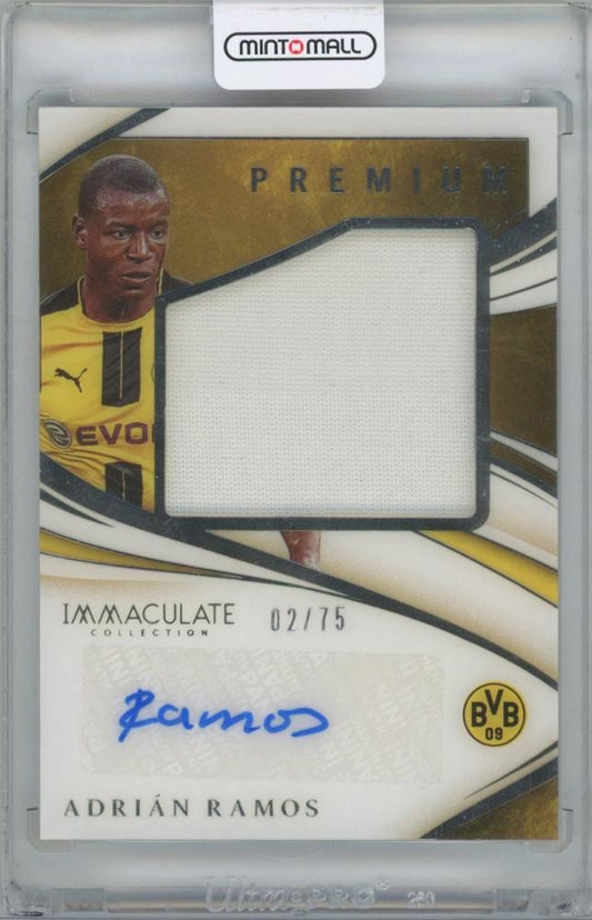 2019-20 Panini Immaculate Collection Premium Swatch Autographs card of Adrian Ramos Borussia Dortmund 02/75