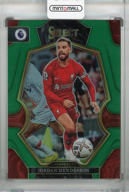 2022-23 Panini Select Premier League Jordan Henderson Liverpool FC Base Mezzanine Green Reflector Card Serial 1 of 5