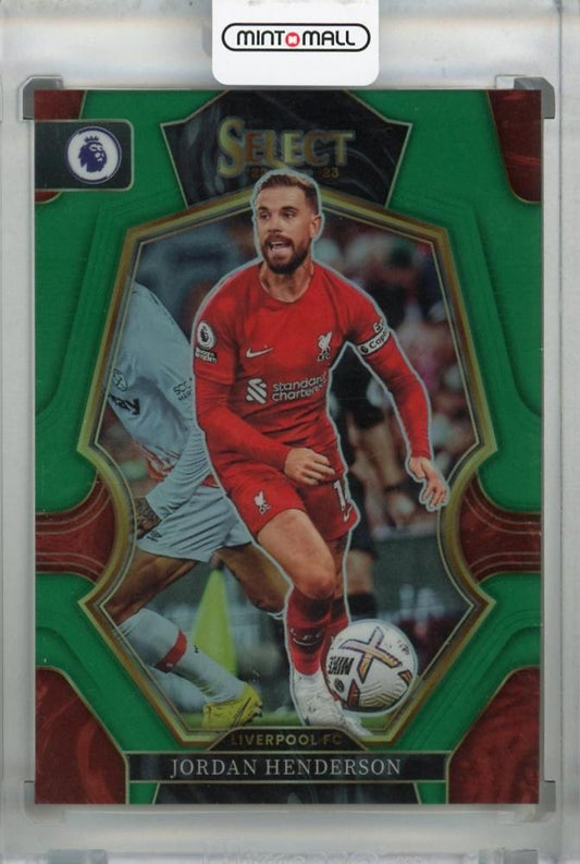 2022-23 Panini Select Premier League Jordan Henderson Liverpool FC Base Mezzanine Green Reflector Card Serial 1 of 5