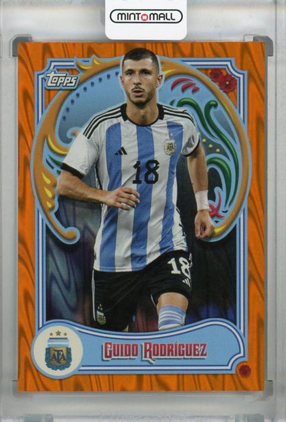 2023 Topps Argentina Fileteado Guido Rodriguez Base Orange Reflector Parallel card serial number 14 of 25