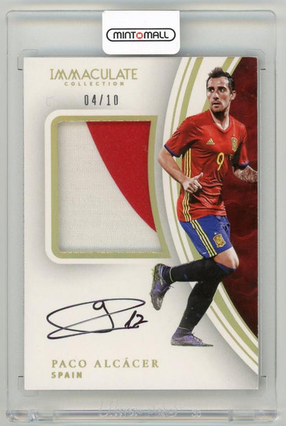 2017 Panini Immaculate Collection Paco Alcacer Premium Patch Autographs Gold Parallel card serial 4 of 10