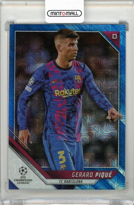 2021-22 TOPPS UEFA Champions League Gerard Pique Chrome Mojo Blue Refractors card serial 14863 of 75