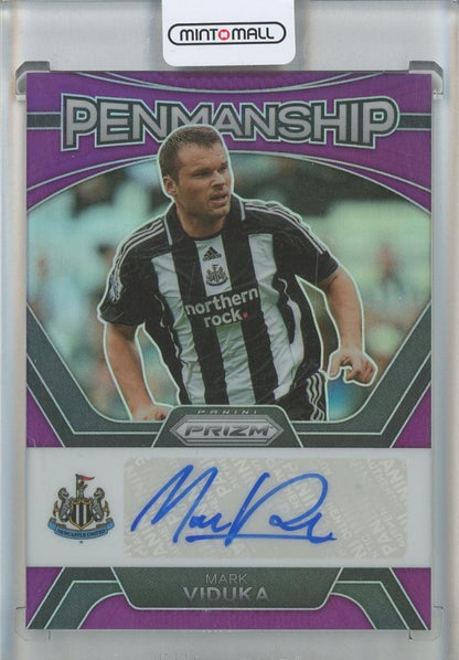 2023-24 Panini Prizm Premier League Mark Viduka Penmanship Purple Auro trading card #P-MV15/25 Newcastle United