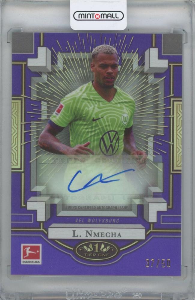 2022-23 TOPPS Tier One Bundesliga Xplosion Autographs Purple card of Lukas Nmecha VfL Wolfsburg serial 37 of 50