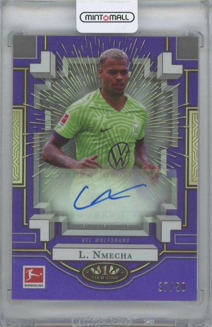 2022-23 TOPPS Tier One Bundesliga Xplosion Autographs Purple card of Lukas Nmecha VfL Wolfsburg serial 37 of 50
