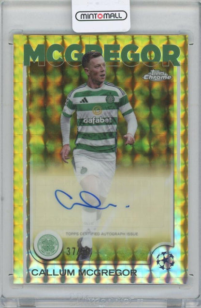 2024-25 TOPPS Chrome UEFA Club Competitions Autographs Gold Geometric Refractors card featuring Callum McGregor from Celtic FC